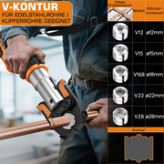 Battery-powered electrohydraulic crimping tool – automatic pressure control, TH & V press jaws