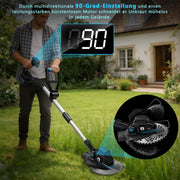 Cordless lawn trimmer 18V brushless with 2x 4Ah battery, weed brush, saw blade, brush cutter,  battery compatible, telescopic handle 100–140 cm