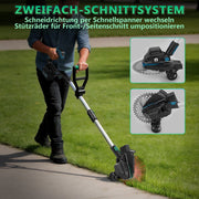 Akku Grass Trimmer 18V Brushless with Weed Brush, Saw Blade & Metal Blade, Brush Cutter compatible with  battery, telescopic shaft 100–140 cm
