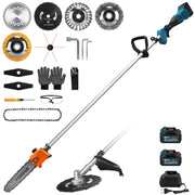 Cordless grass trimmer with pole pruner 1380W brushless 2x 4Ah battery brush cutter weed brush multifunction garden tool 4-in-1