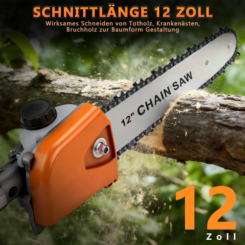 Cordless lawn trimmer with pole pruner 1380W brushless 2x 4Ah battery brush cutter weed brush multifunction garden tool 4-in-1