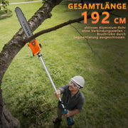 Battery grass trimmer with pole saw, 1380W brushless, 2x 4Ah battery, brush cutter, weed brush, multifunction garden tool 4-in-1