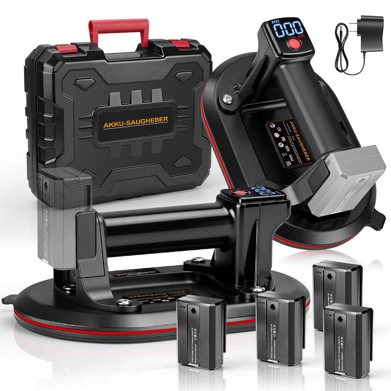 Battery-powered vacuum lifter 260 kg with digital display & automatic pressure control