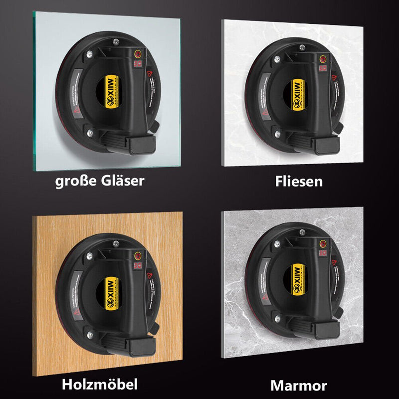 Elevador de vacío con batería 300 kg para vidrio, baldosas y placas metálicas – inalámbrico con sensor de presión y batería de 12V – móvil para obra y cargas pesadas