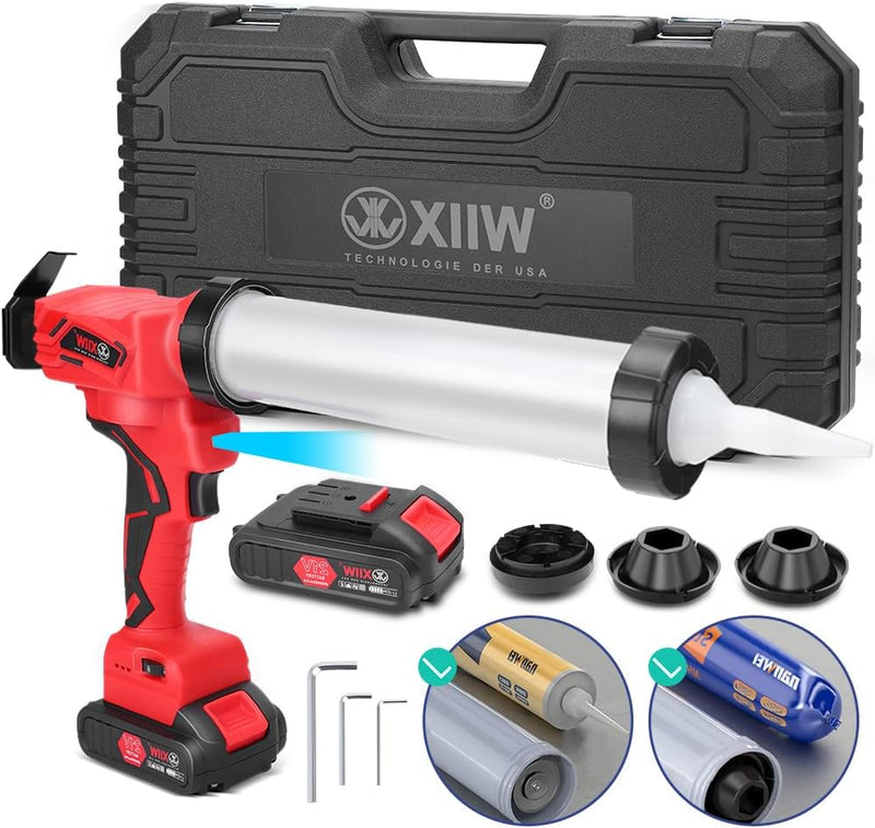 Automatic cartridge gun with LED lighting, variable speed & 7840 N pressure – ideal for silicone and glass bonding
