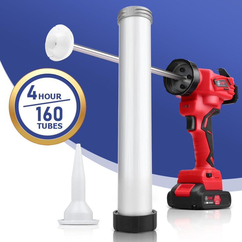 Automatic cartridge gun with LED lighting, variable speed & 7840 N pressure – ideal for silicone and glass bonding