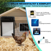 Automatic solar-powered chicken coop door with 1080P camera and app control