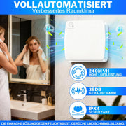 deumidificatore automatico con sensore di umidità e funzione di post-ventilazione – ventilatore silenzioso per bagno e cucina, protezione dagli spruzzi IPX4