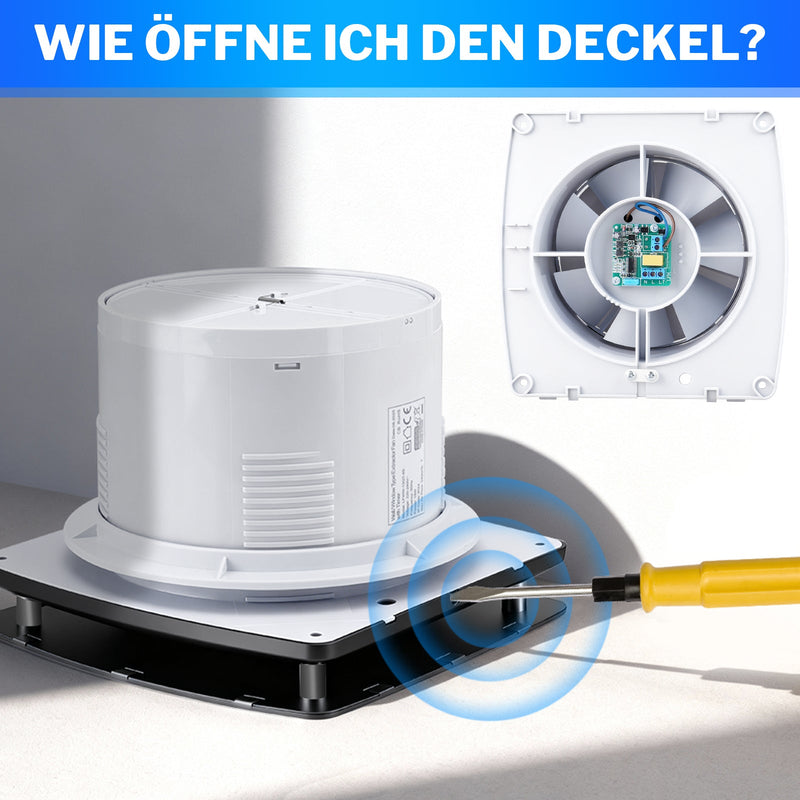 Automatisk affugter med fugtsensor og timer - efterløb – lydsvag IPX4 - badeværelsesventilator til bad, bruser og køkken