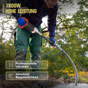Betonrüttler 1800W mit 1,5m Schlauch & 35mm Vibrationskopf – Hochleistungs - Betonrüttler für Baustelle & Schalungsarbeiten