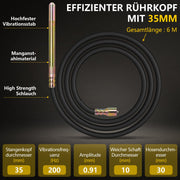 Betonvibrator 3200W med 35 mm vibratorhoved og 6 m fleksibel aksel