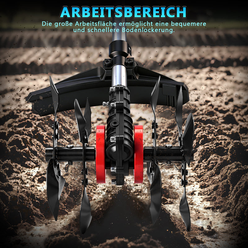 Tiller attachment for brush cutter, 26mm 9-tooth garden cultivator and soil loosener with manganese blades for gas trimmer, garden