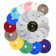 Diamond polishing disc set – 12-piece with M14 accessories & drill attachment