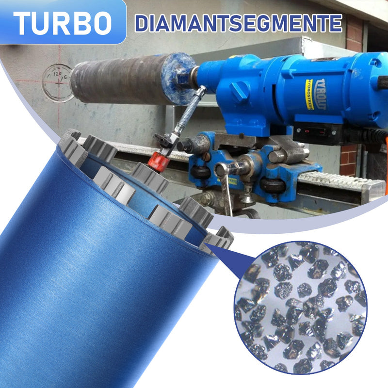 diamond core bit with 10 mm turbo segment | 1 ¼ UNC shank | usable length 415 mm | Ø 52 mm - Ø 200 mm |