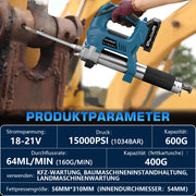 Digitale accu-vetspuit voor 18V-accu's | 15000 PSI, met telwerk | Profi-set als solo-apparaat in koffer