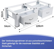 Double pedestal for washing machines and dryers with drawers, max. 300kg | 126x54cm
