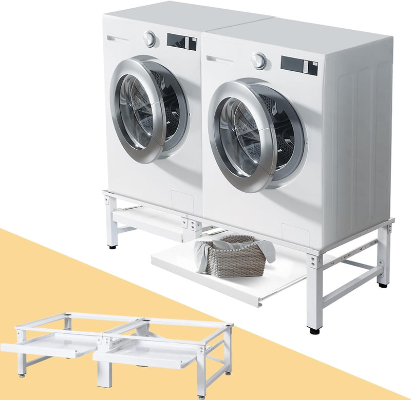 Double base frame incl. pull-out shelf for washing machines and dryers | 124x58.5cm | Max. 2x150kg