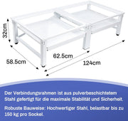 Double base frame incl. pull-out shelf for washing machines and dryers | 124x58.5cm | Max. 2x150kg