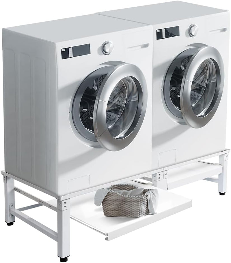 Double base frame incl. pull-out shelf for washing machines and dryers | 124x58.5cm | Max. 2x150kg