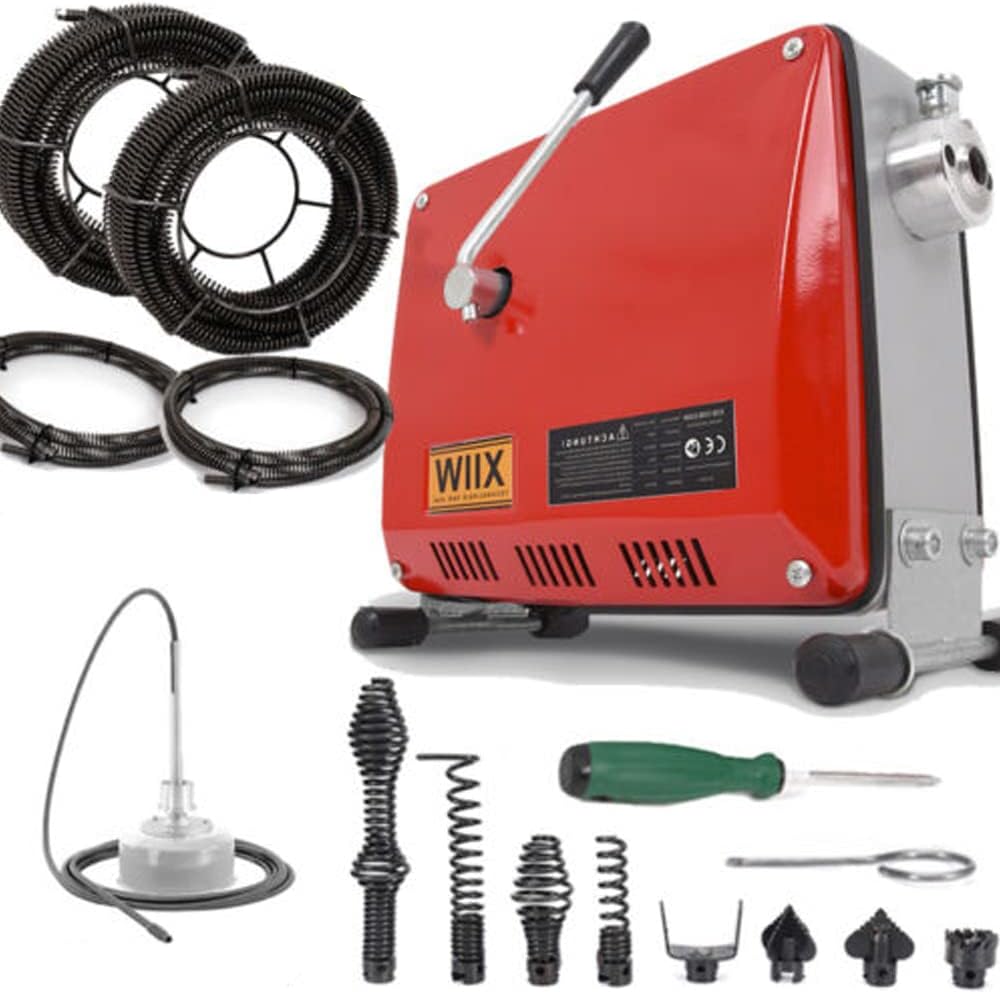 Drain Clean Rohrreinigungsgerät 39.5m Spirale | 500W 450PRMM | für Ø30 - 100mm Rohrleitungen | 8 Köpfe |