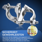 Swivel Coupler Scaffold 4-Pack – 360° pipe coupler for 45 - 50mm scaffold tubes, galvanized, robust & corrosion-resistant