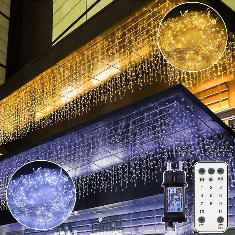 Icicle string lights – IP44 waterproof, 11 modes, dimmable, timer & memory function
