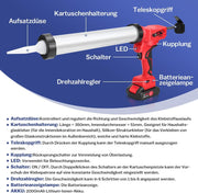 Elektrische kitspuit siliconenspuit met 2 accu's, 7840N kitpistool met LED