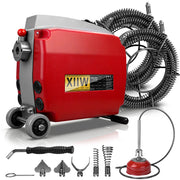 Máquina eléctrica desatascadora de tuberías de 1250W con muelle de acero al manganeso de 22 mm y cabezales de corte para tubos de 20–200 mm, limpiatuberías profesional