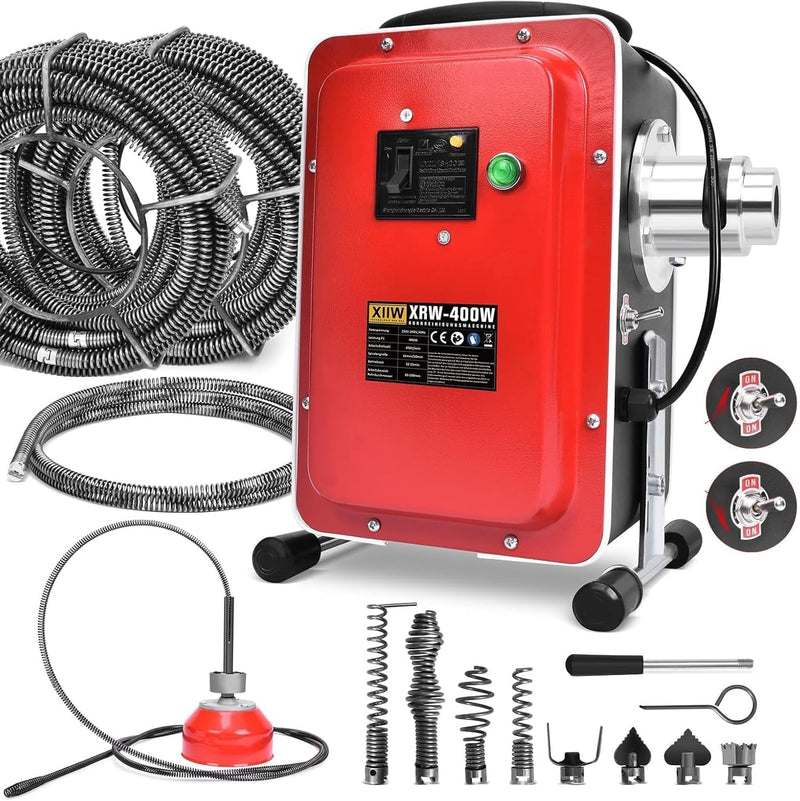 Elektric pipe cleaning machine 400W drain cleaner, Ø30 - 100mm, 26.5M spiral