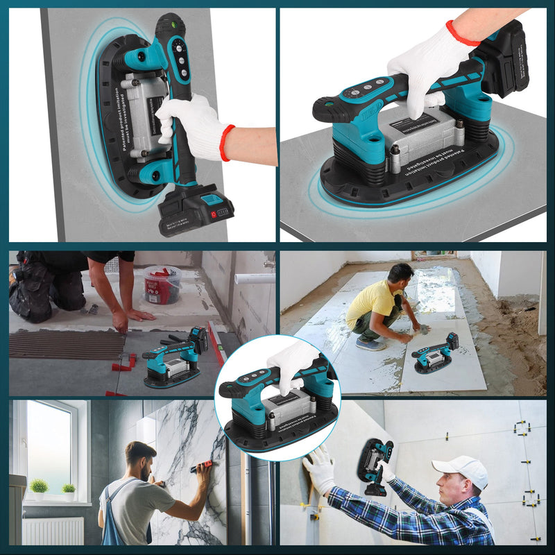 Elektrischer Fliesenrüttler 250 kg mit Akku und Saugnapf – 6 - Stufen Vibration