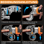 Electro-hydraulic crimping tool with battery & automatic pressure control, TH/V profiles