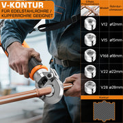 Electrohydraulic crimping pliers with battery & automatic pressure control, TH/V profiles