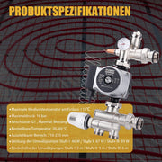 Constant-temperature underfloor heating set with mixing valve, circulation pump & thermostat
