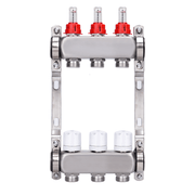 underfloor heating manifold, 2 heating circuits | stainless steel, flow meters & air vent