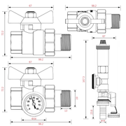 underfloor heating manifold, 2 heating circuits | stainless steel, flow meters & air vent