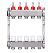 underfloor heating manifold, 2 circuits | stainless steel, flow meters & air vent