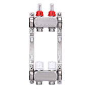 Underfloor heating manifold, 2 circuits | Stainless steel, flow meter & air vent