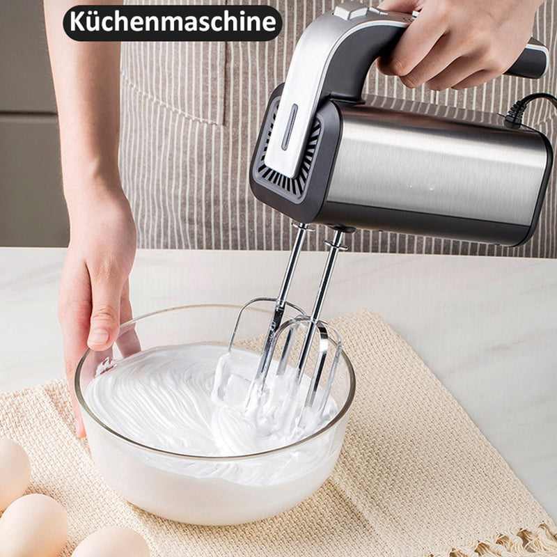 Håndmikser 800W – elektrisk mixer med 5 hastigheder & tilbehør i rustfrit stål