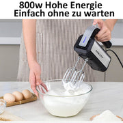 Håndmixer 800W – elektrisk røremaskine med 5 hastigheder og tilbehør i rustfrit stål