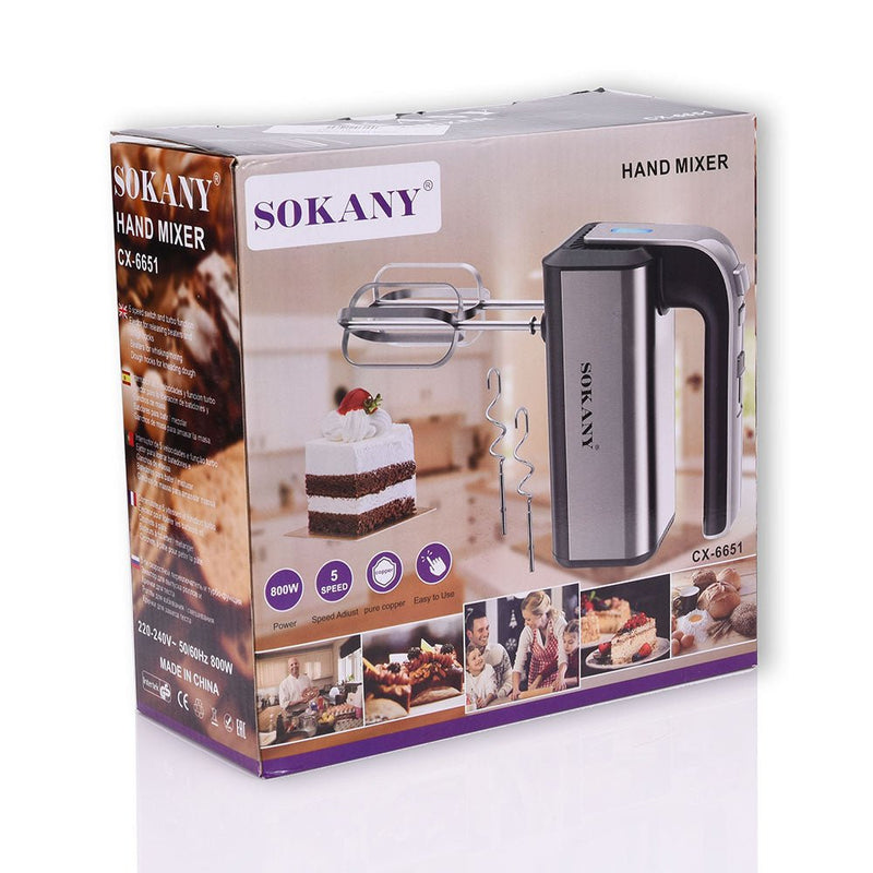 Håndmixer 800W – elektrisk røremaskine med 5 trin & tilbehør i rustfrit stål
