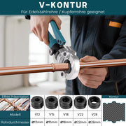 Hydraulisk presstång V-profil set 12–28 mm – professionell pressning för koppar-, rostfria stål- och kompositrör