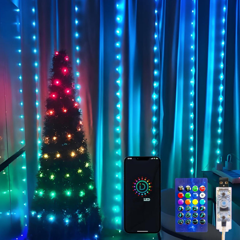 Slimme gordijnverlichting – 300 leds, 3×3 m, 16 miljoen kleuren, app & afstandsbediening