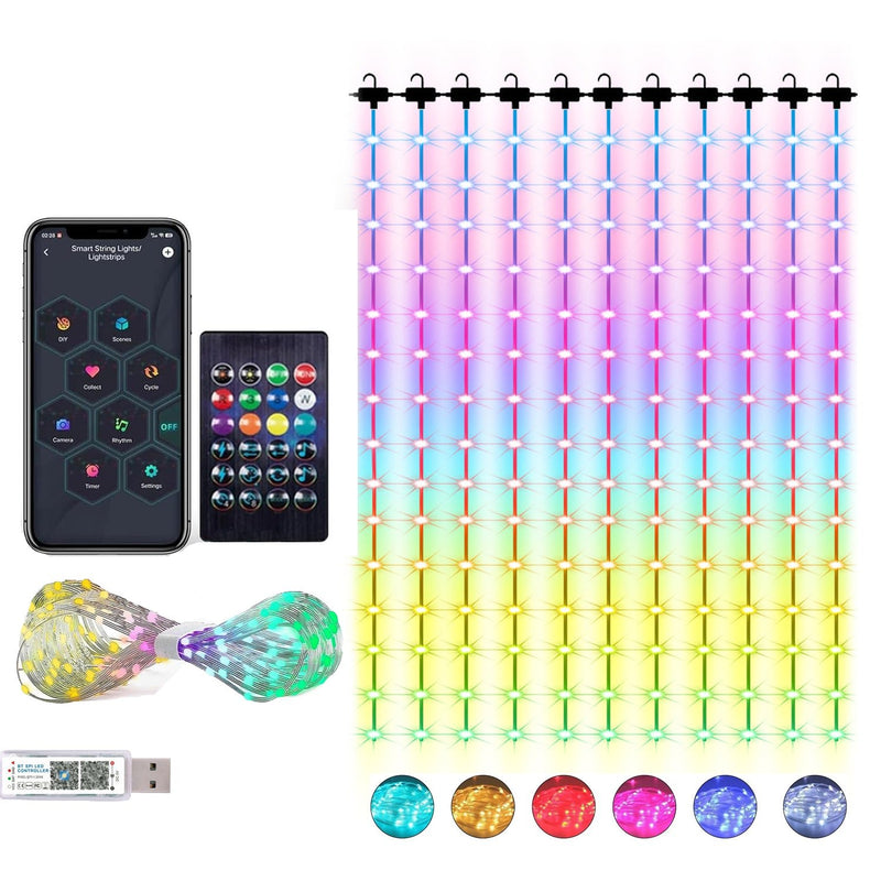 Slimme gordijnverlichting – 300 leds, 3×3 m, 16 miljoen kleuren, app & afstandsbediening