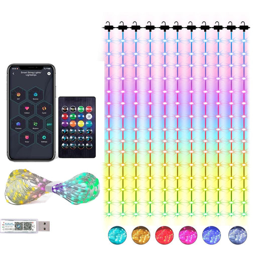Luces de cortina inteligentes – 300 LED, 3×3 m, 16 millones de colores, app y mando a distancia