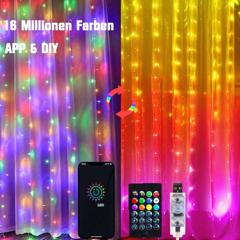 Slimme gordijnverlichting – 300 leds, 3×3 m, 16 miljoen kleuren, app & afstandsbediening