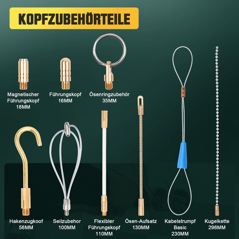 12 m cable pulling aid with accessories | fiberglass for cables 1–4 mm²