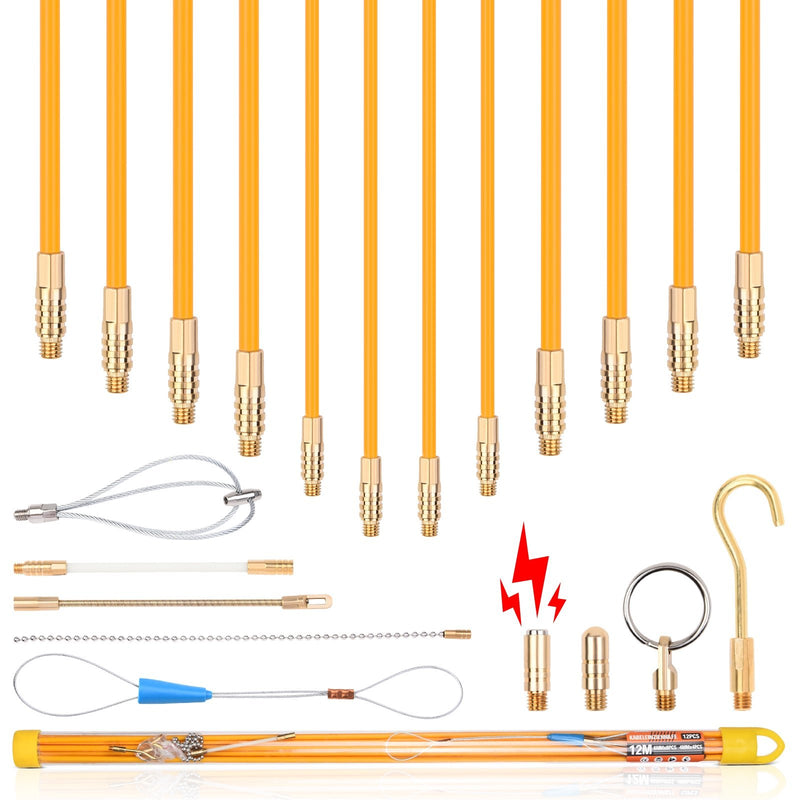 Cable pulling aid 12 m with accessories | Fiberglass for cables 1–4 mm²