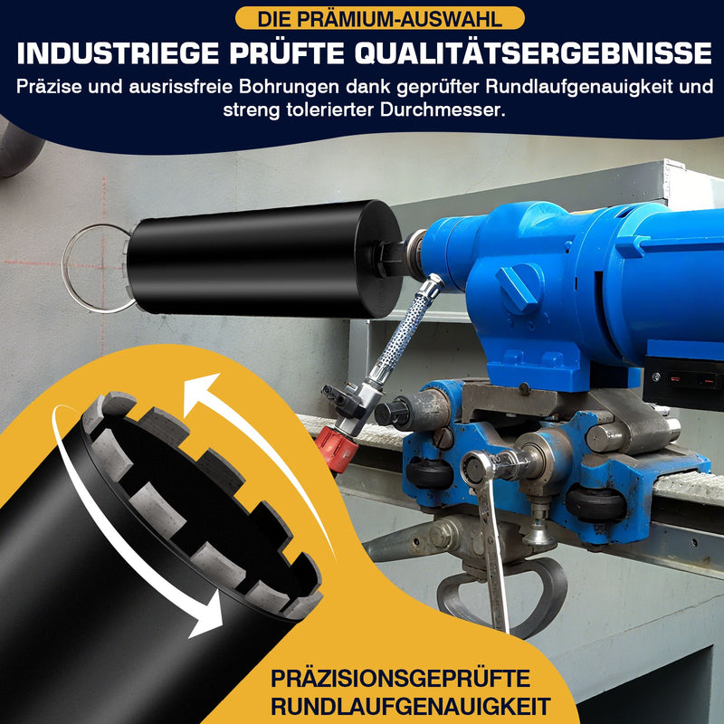 Diamond core drill for reinforced concrete – wet drilling, step crown, Ø25 mm+ steel, 460 mm