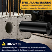 Diamond core drill bit for reinforced concrete – wet drilling, step crown, Ø25 mm+ steel, 460 mm