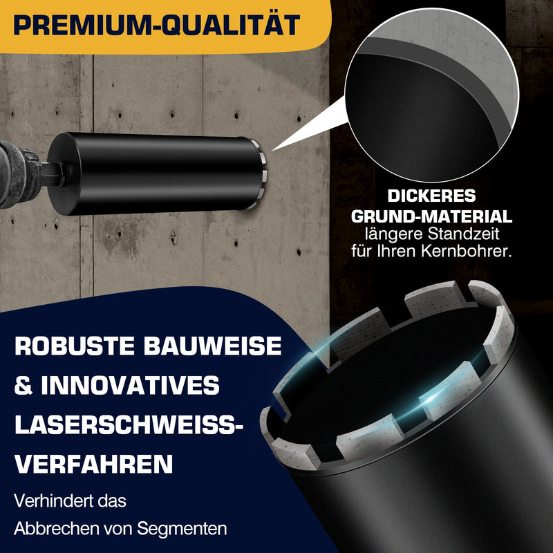 Diamond core bit for reinforced concrete – wet drilling, step crown, Ø25 mm+ steel, 460 mm